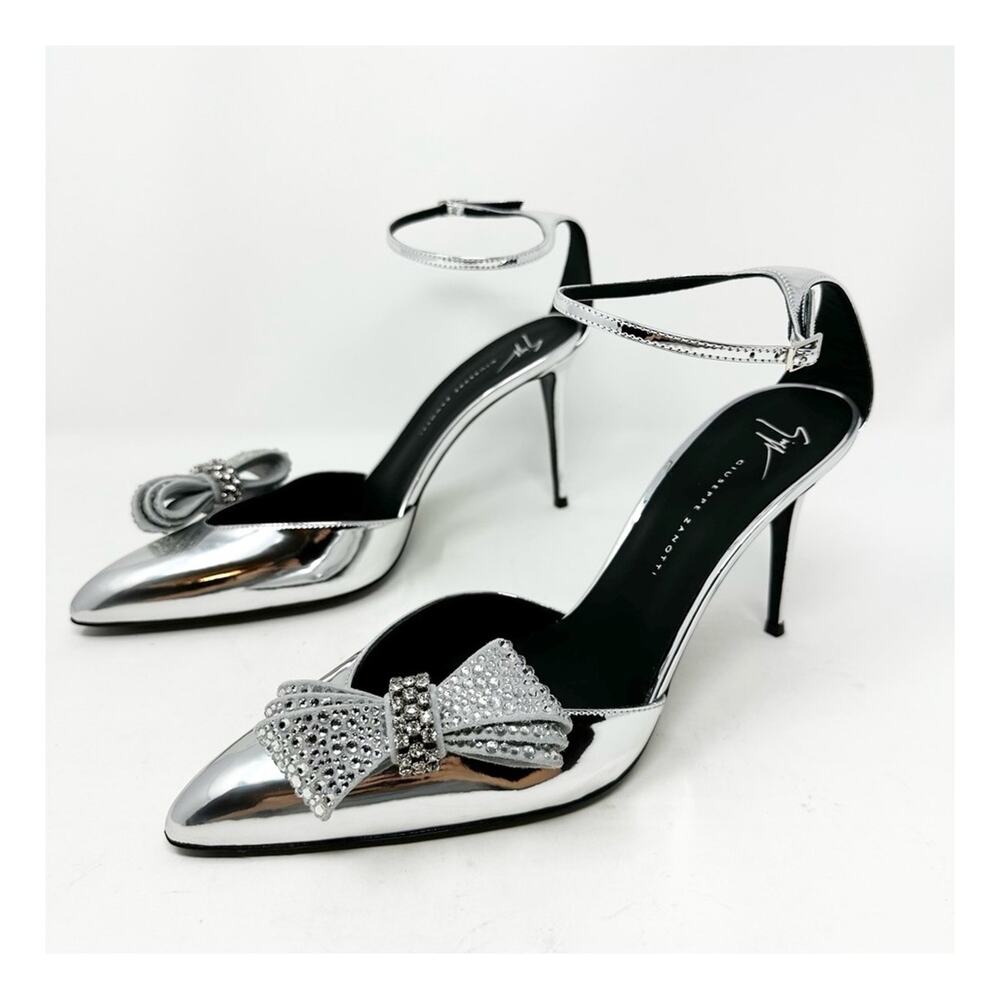 Giuseppe Zanotti Crystal Bow Ankle Strap Heels Womens Size EU 41